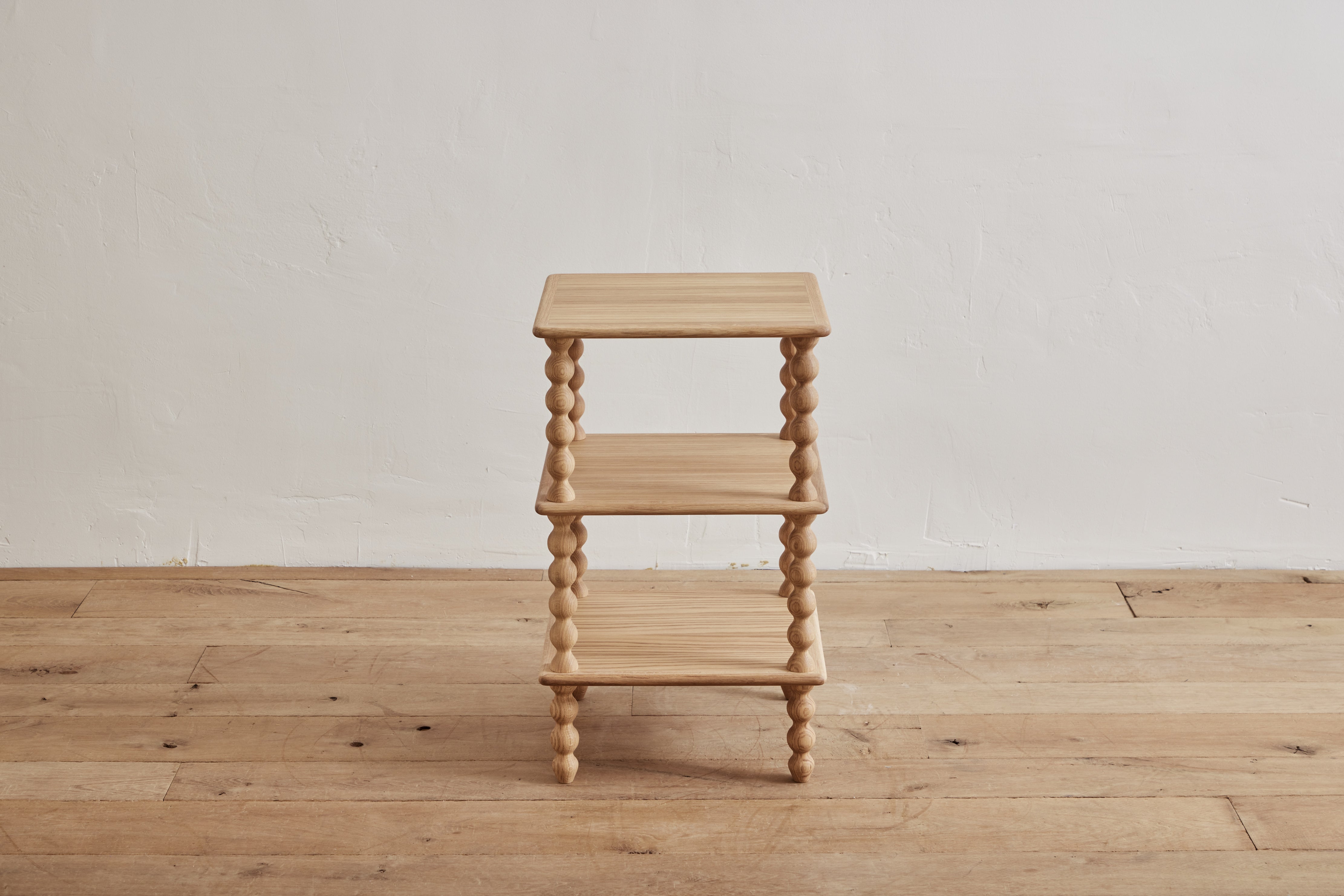 Alfred Newall 3-Tier Bobbin Side Table in Natural Oak