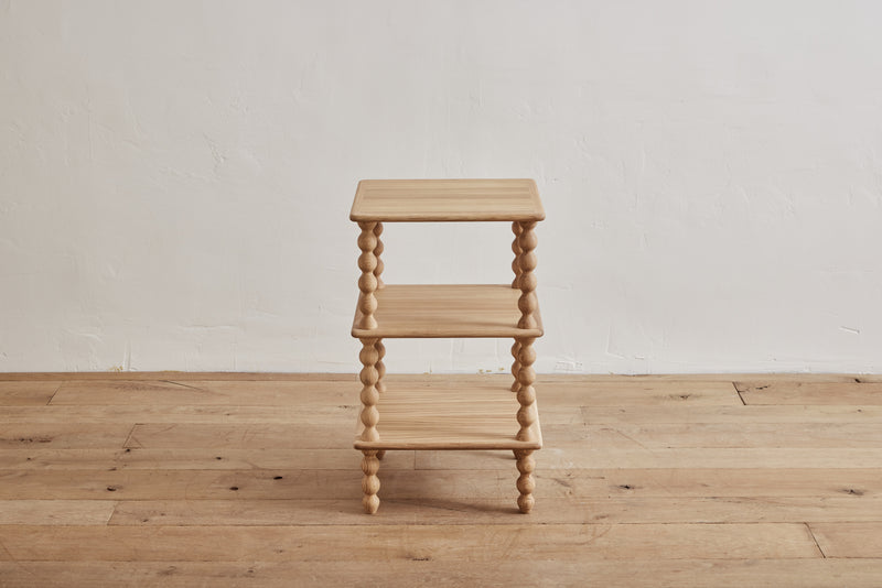 Alfred Newall 3-Tier Bobbin Side Table in Natural Oak
