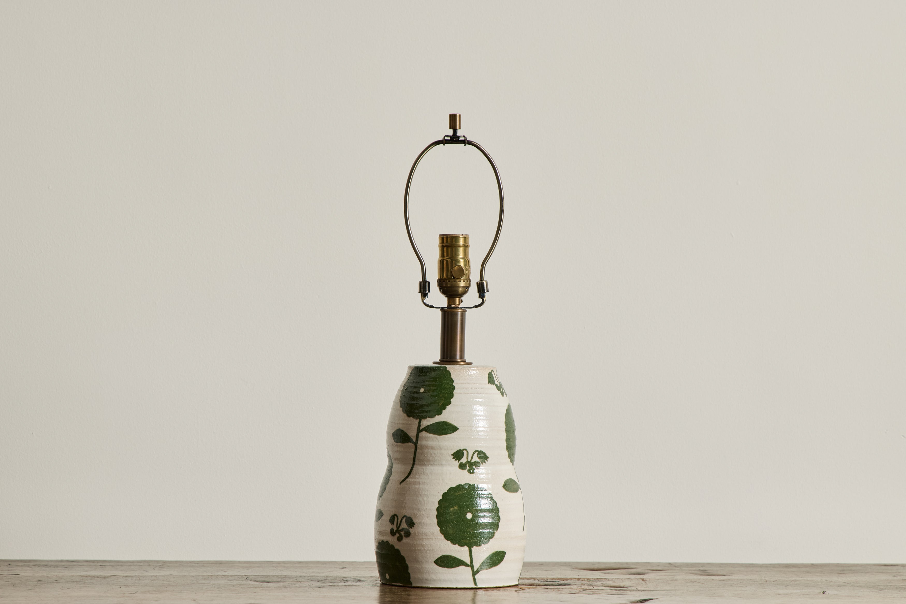 Green Floral Table Lamp
