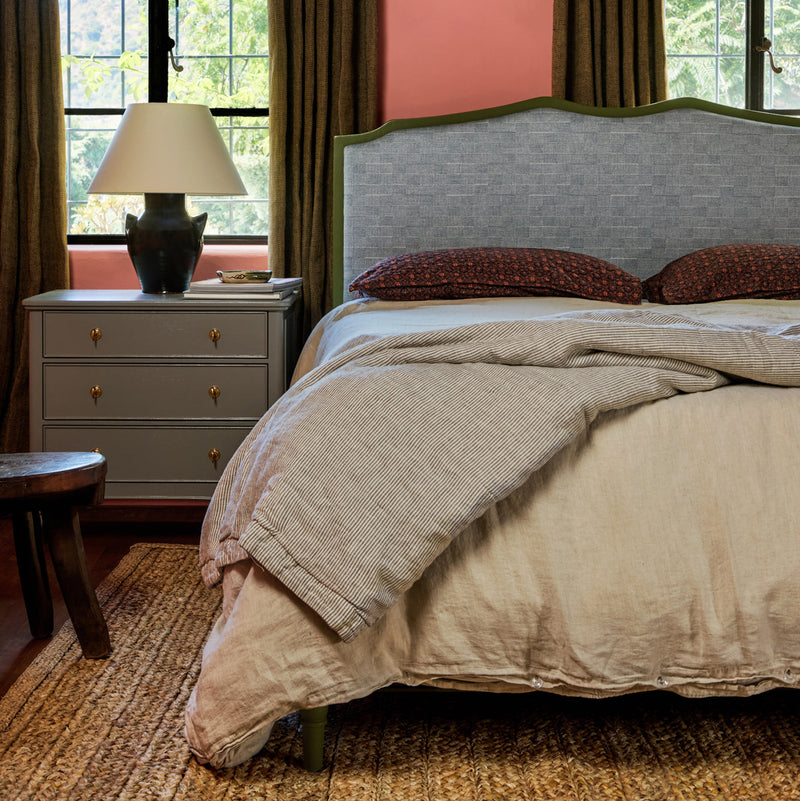 Ticking Stripe Coverlet in Fog (Multiple Sizes)