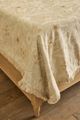 Aster Jacquard Coverlet with Fringe in Sable