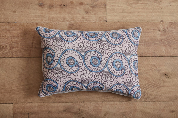 Hand Painted Silk Floral Throw Pillow