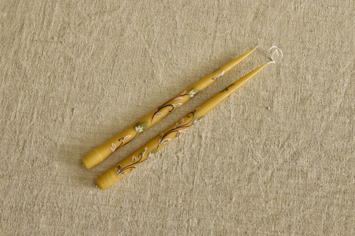 Honey Tapers with Green and White Florals