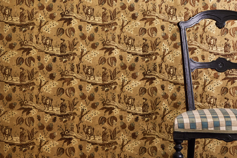 Metallic Neddy Toile Wallpaper (Multiple Colors)