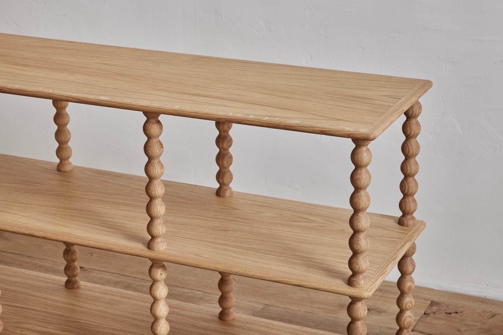 Bobbin 3-Tier Console in Natural Oak – Nickey Kehoe