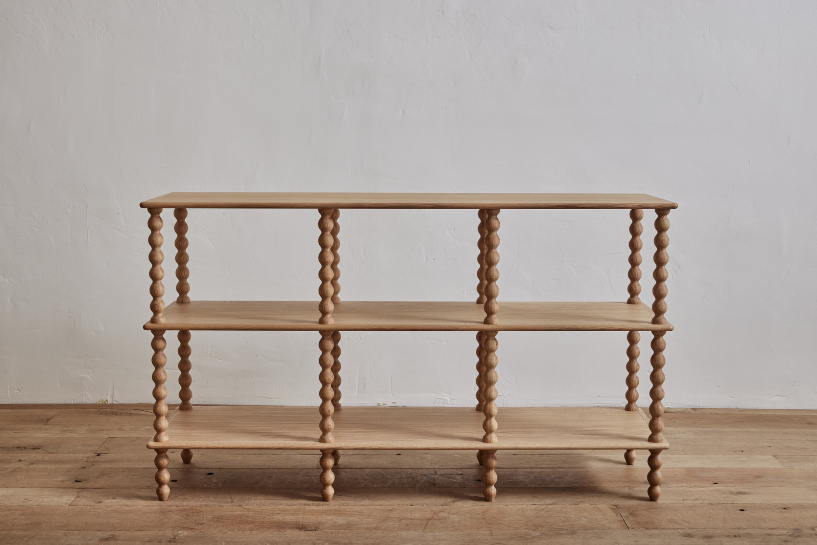 Bobbin 3-Tier Console in Natural Oak – Nickey Kehoe