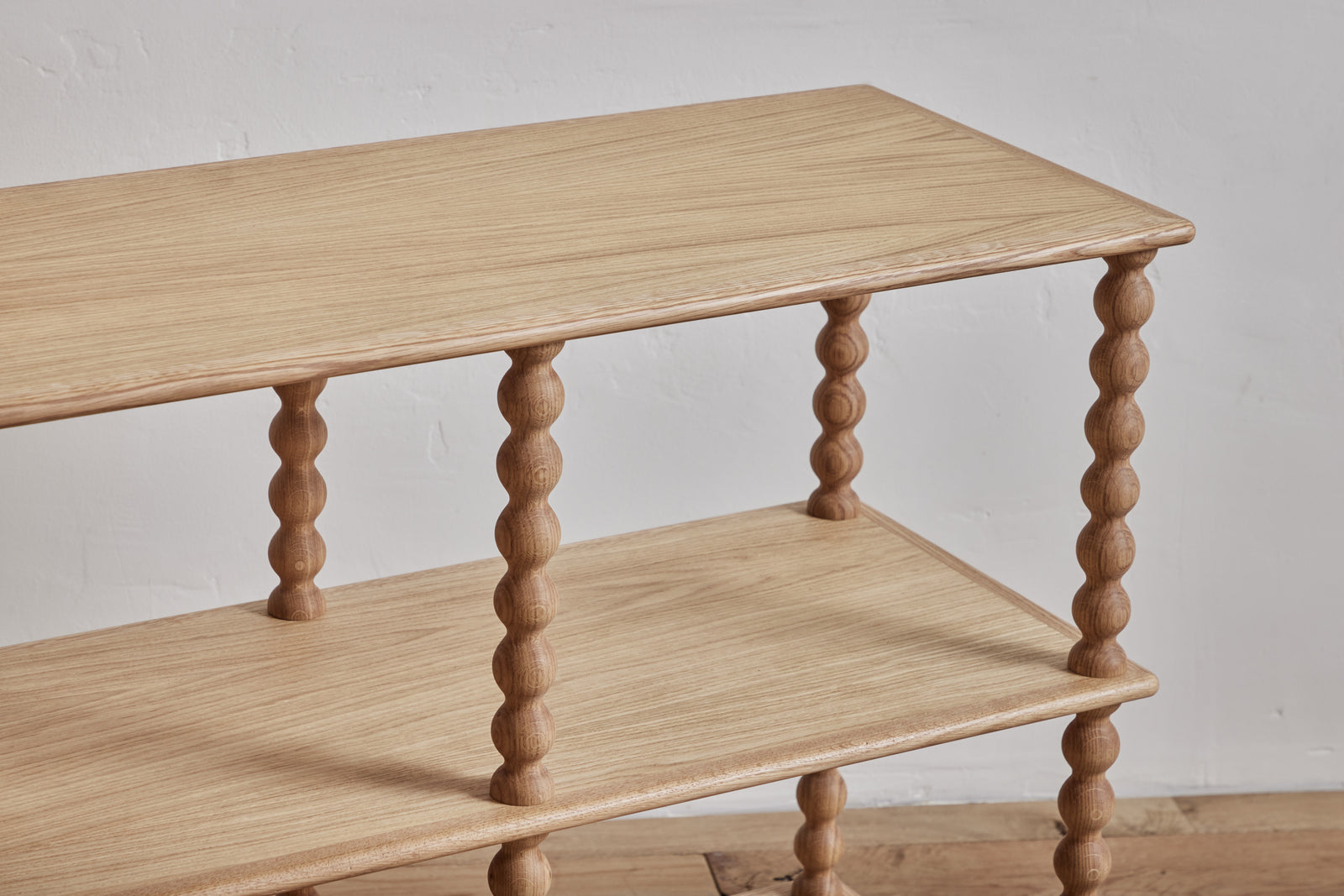 Bobbin 3-Tier Console in Natural Oak – Nickey Kehoe