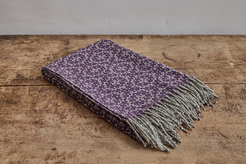 Wool Purple Jigsaw Throw Blanket