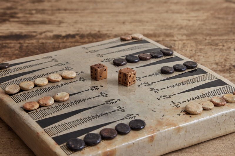 Black Earthenware Backgammon Set