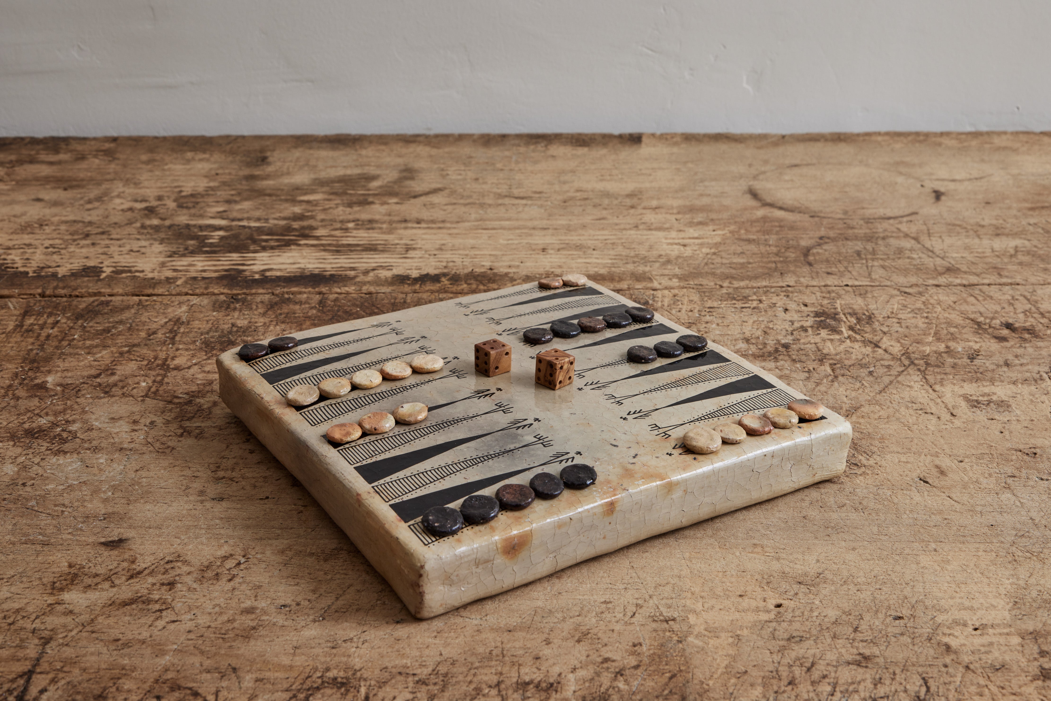 Black Earthenware Backgammon Set