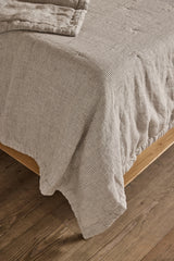 Ticking Stripe Coverlet in Fog (Multiple Sizes)
