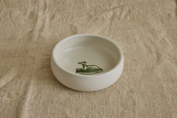 Porcelain Dog Bowl, Green Hound