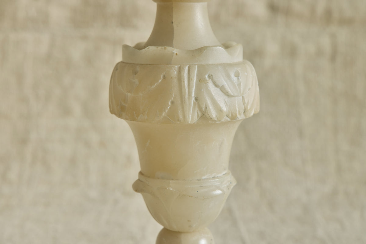 Carved Alabaster Table Lamp