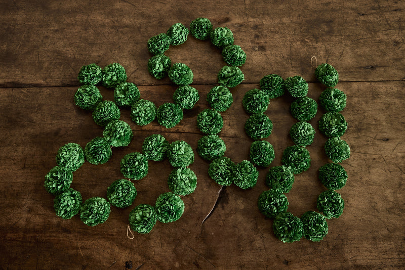 Paper Marigold Garland in Balsam Green