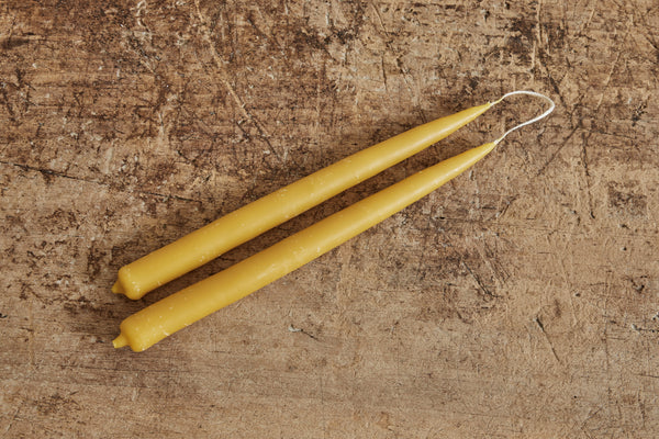 Pair of Beeswax Twin Flame Taper Candles