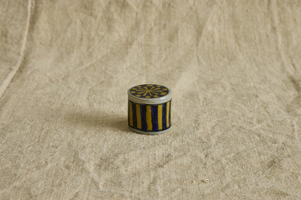 Ceramic Box, Blue & Yellow Stripe