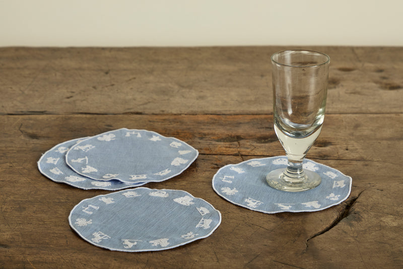 Blue Linen Zodiac Coasters