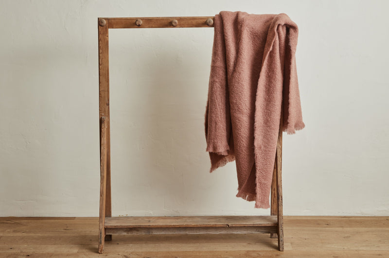 Nickey Kehoe Mohair Throw in Dusty Rose