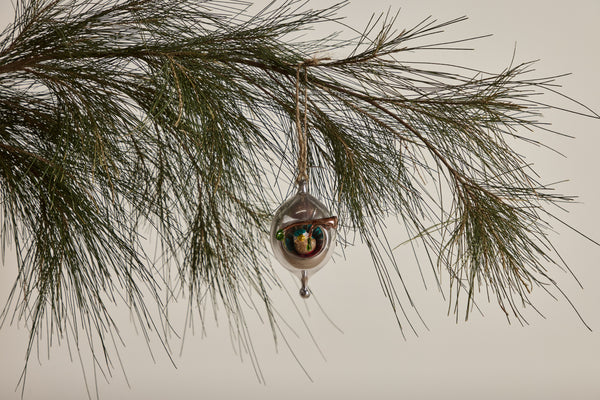 Glass Bird with Branch Ornament