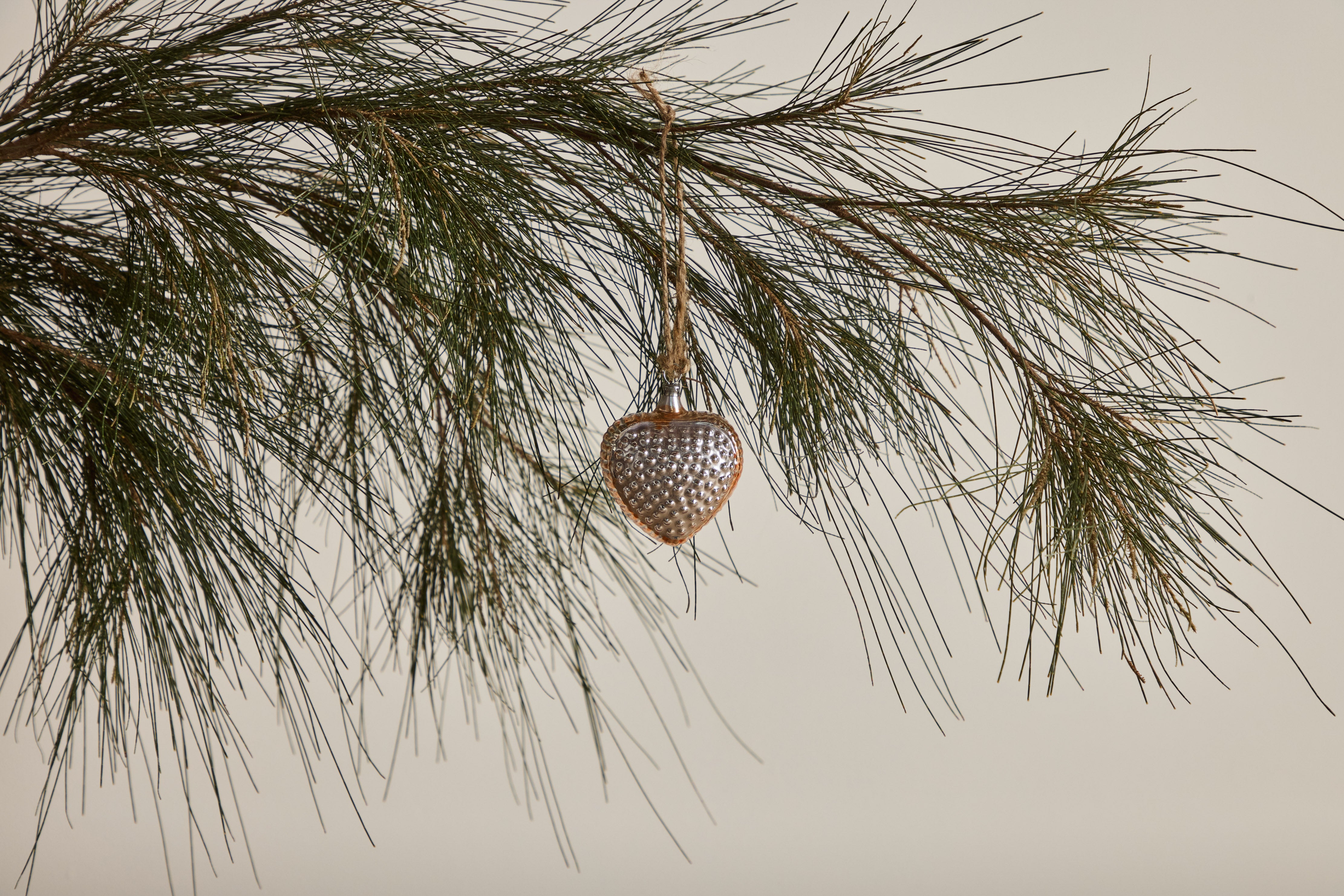 Glass Heart Orange Flowers Ornament