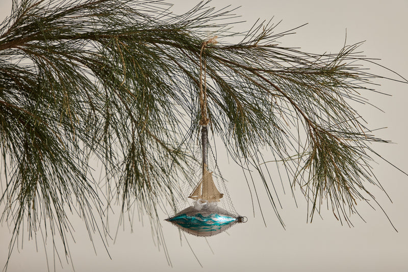 Glass Sailboat Ornament