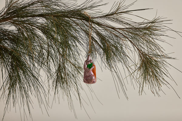 Glass Rabbit with Carrot Ornament