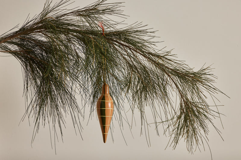 Painted Long Dropper Ornament, Peach Stripe