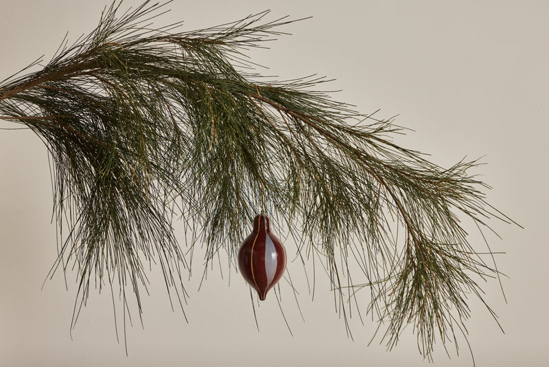 Painted Dropper Ornament, Burgundy Stripe