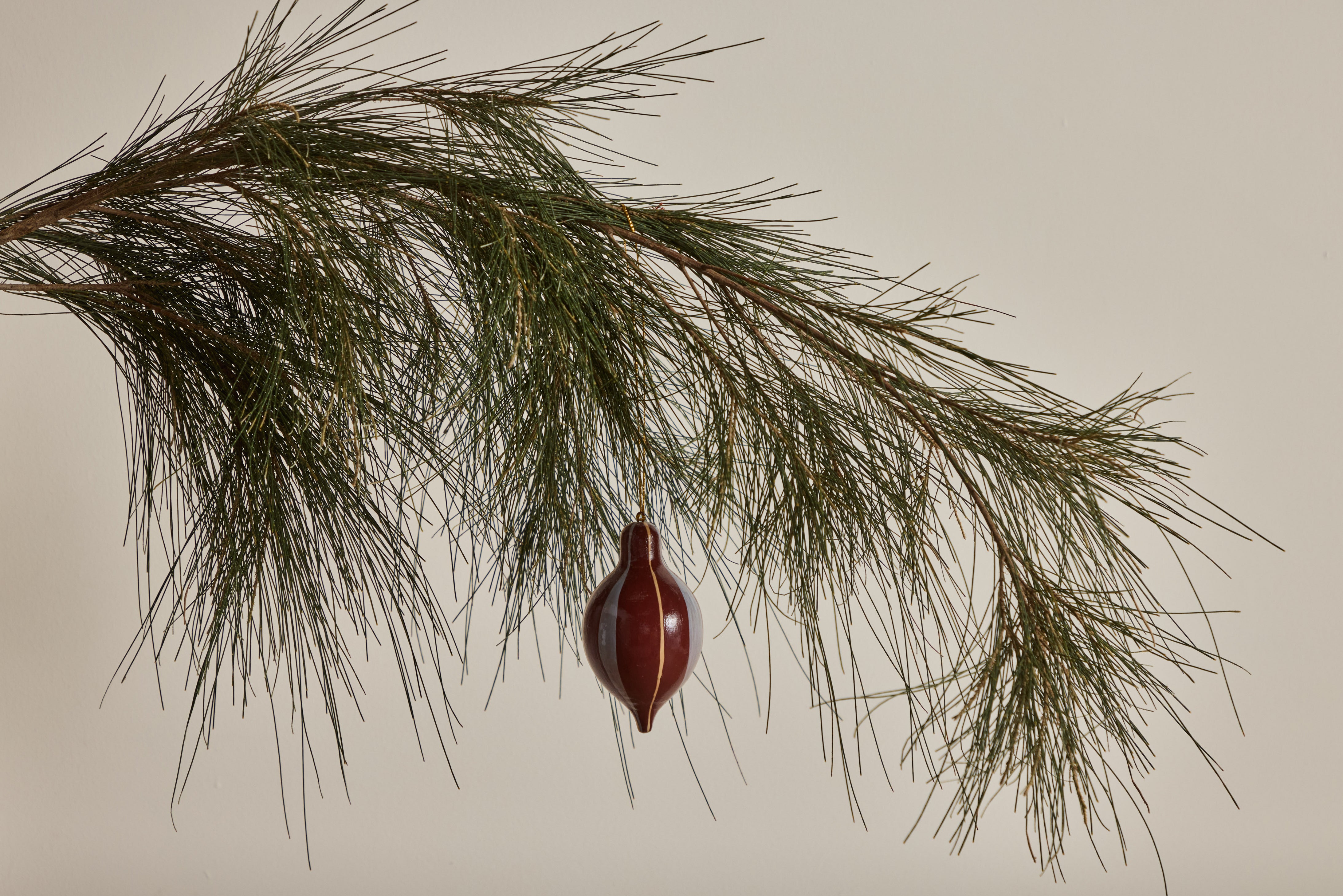 Painted Dropper Ornament, Burgundy Stripe