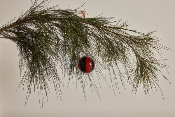 Painted Ball Ornament, Red & Black Stripe