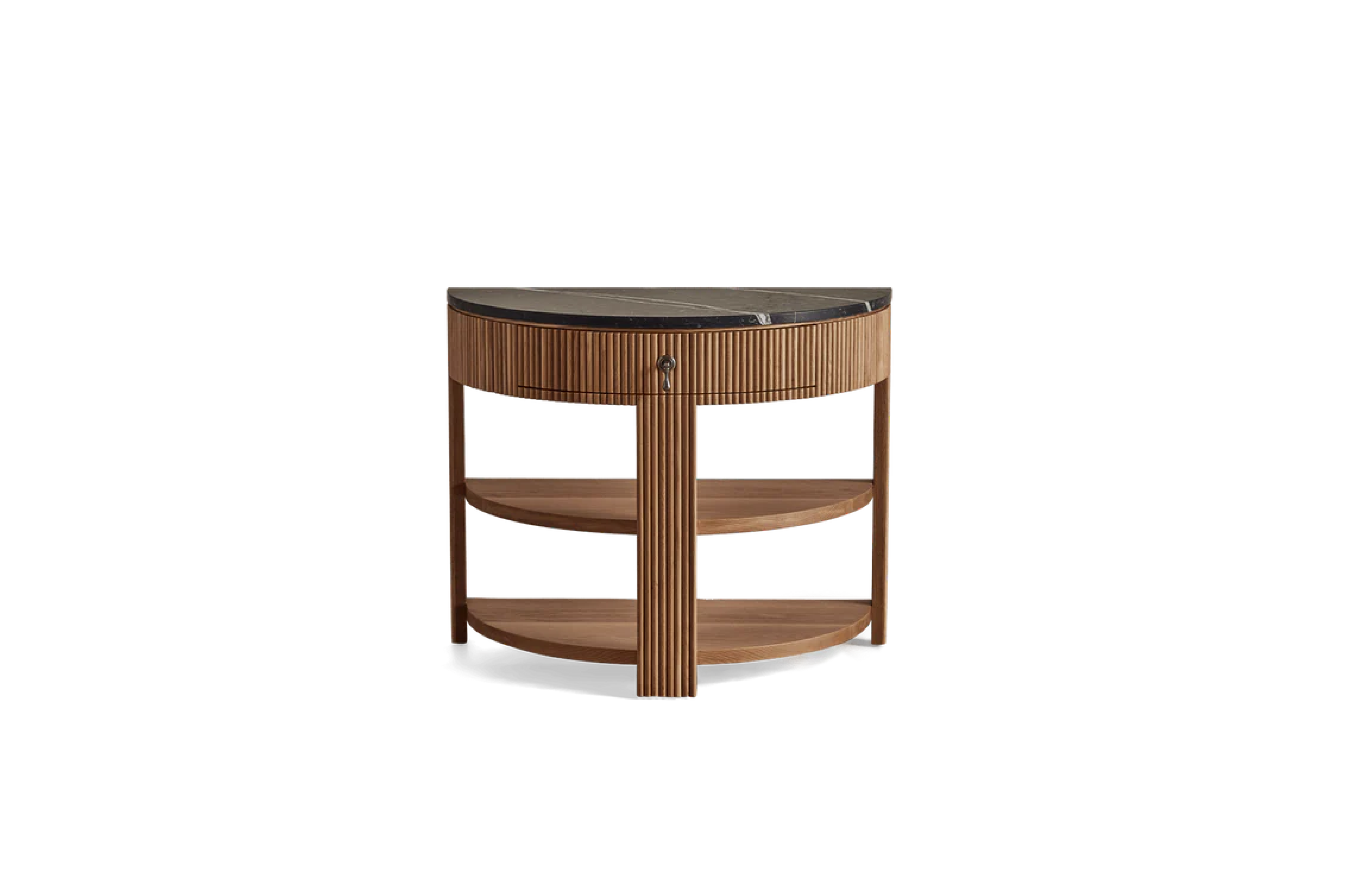 Demilune Side Table, Marble Top