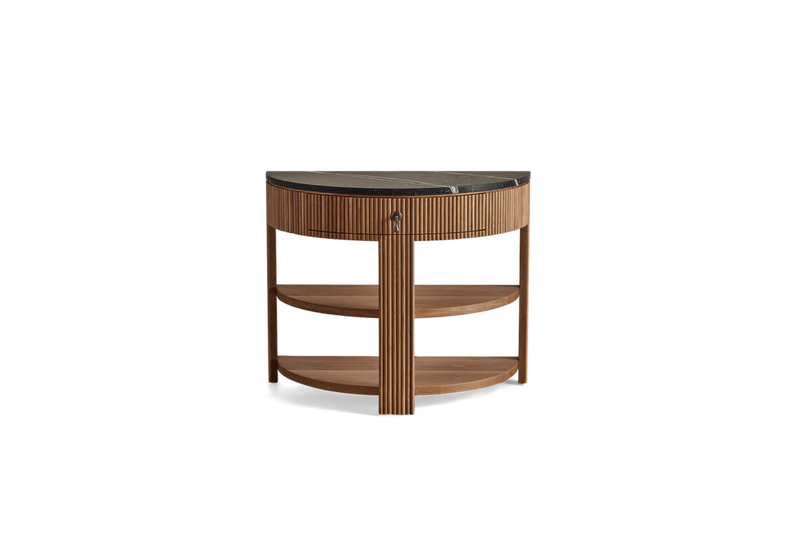 Demilune Side Table, Marble Top