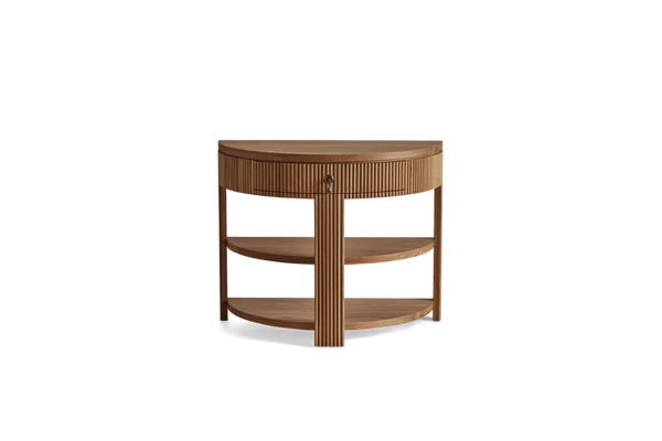 Demilune Side Table, Wood Top