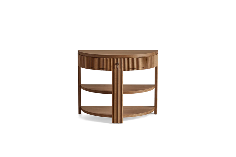 Demilune Side Table, Wood Top