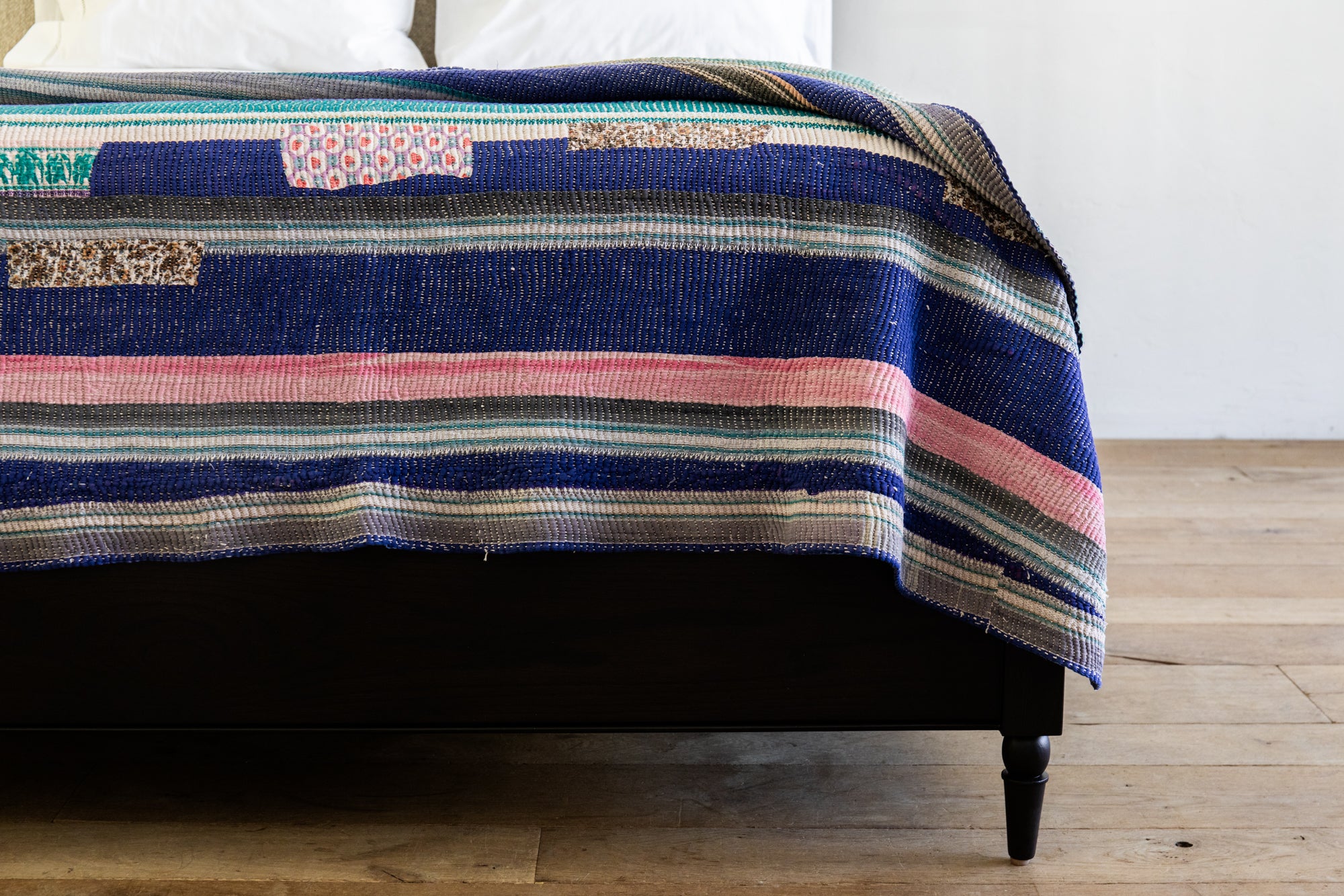 Blue and Pink  Kantha Quilt (Reversible)