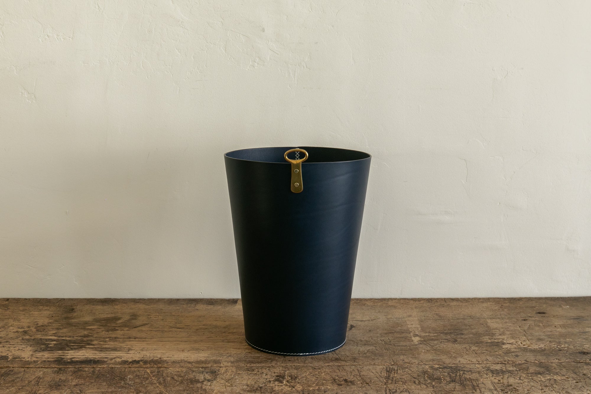 Leather Bin in Navy