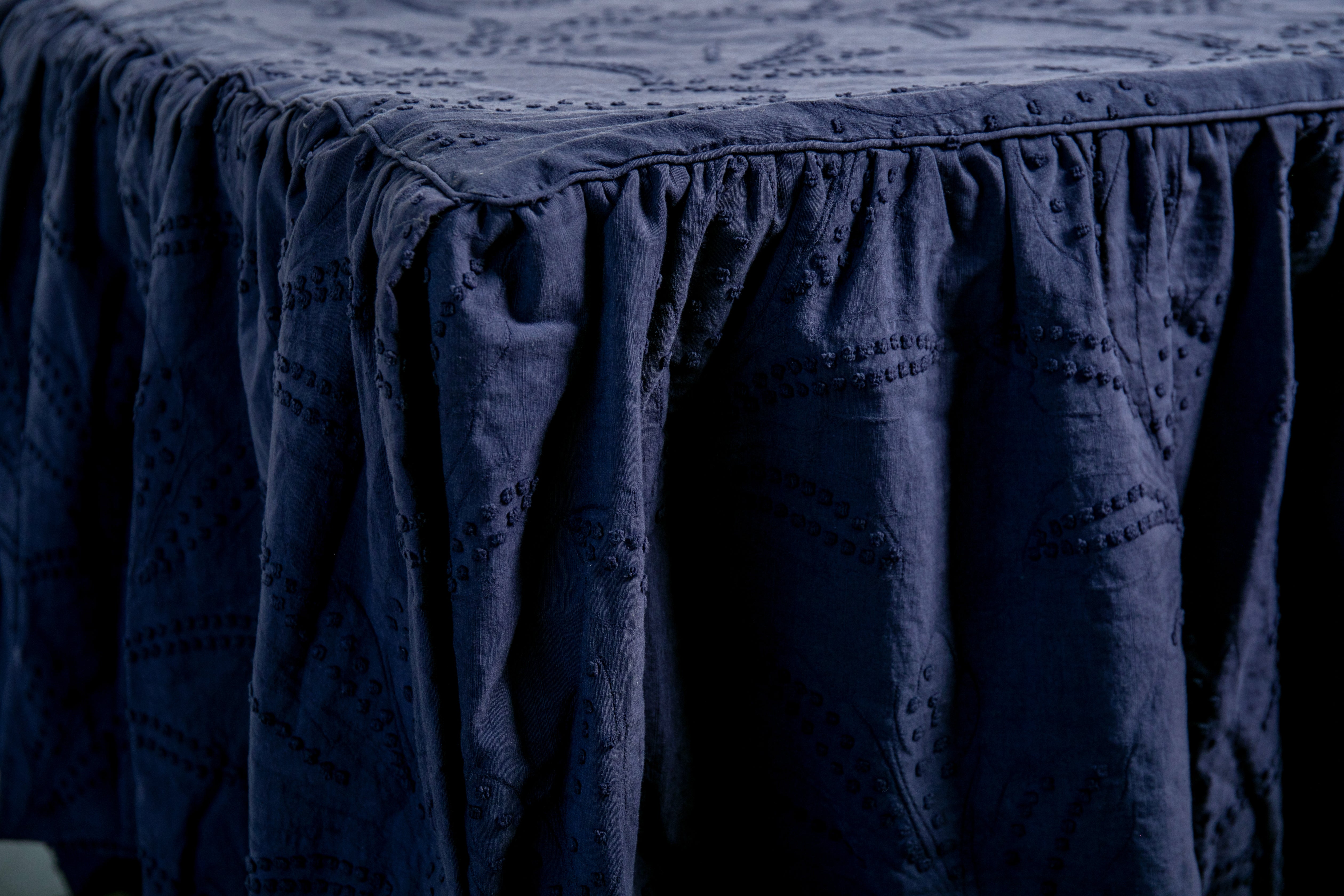 Hazel Ruffled Coverlet in Indigo