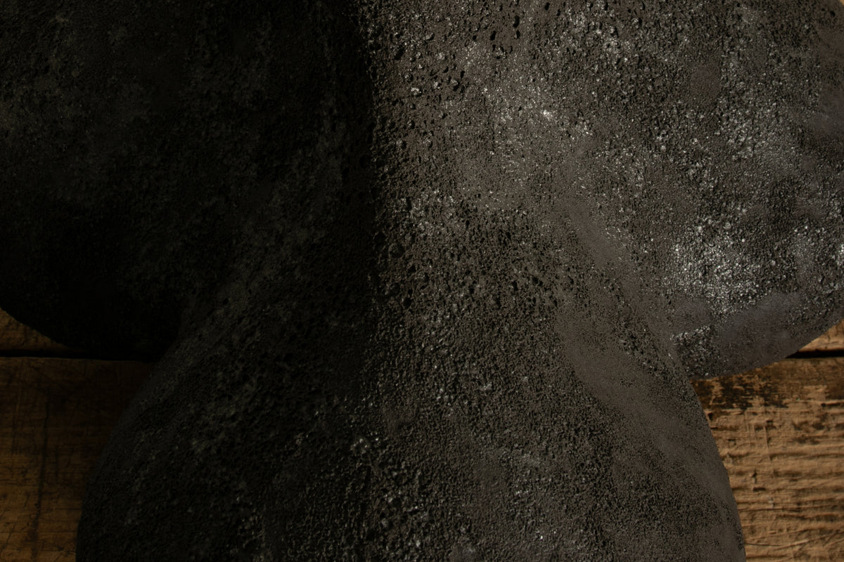 Large Tripod Vessel, Black Volcanic Glaze
