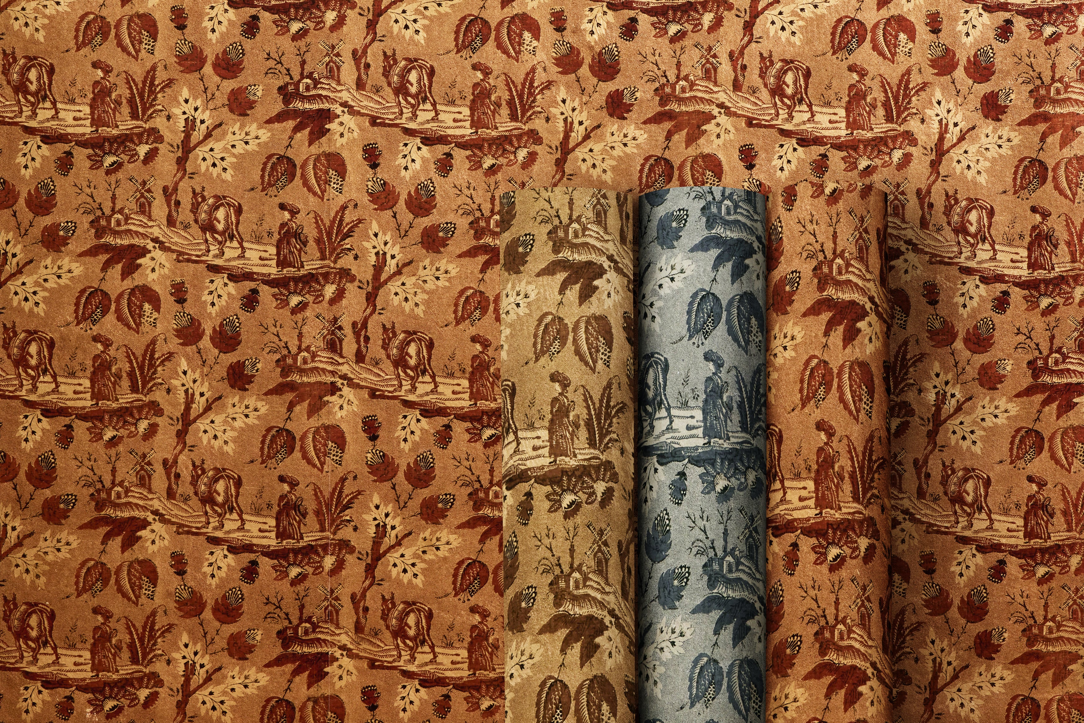 Metallic Neddy Toile Wallpaper (Multiple Colors)
