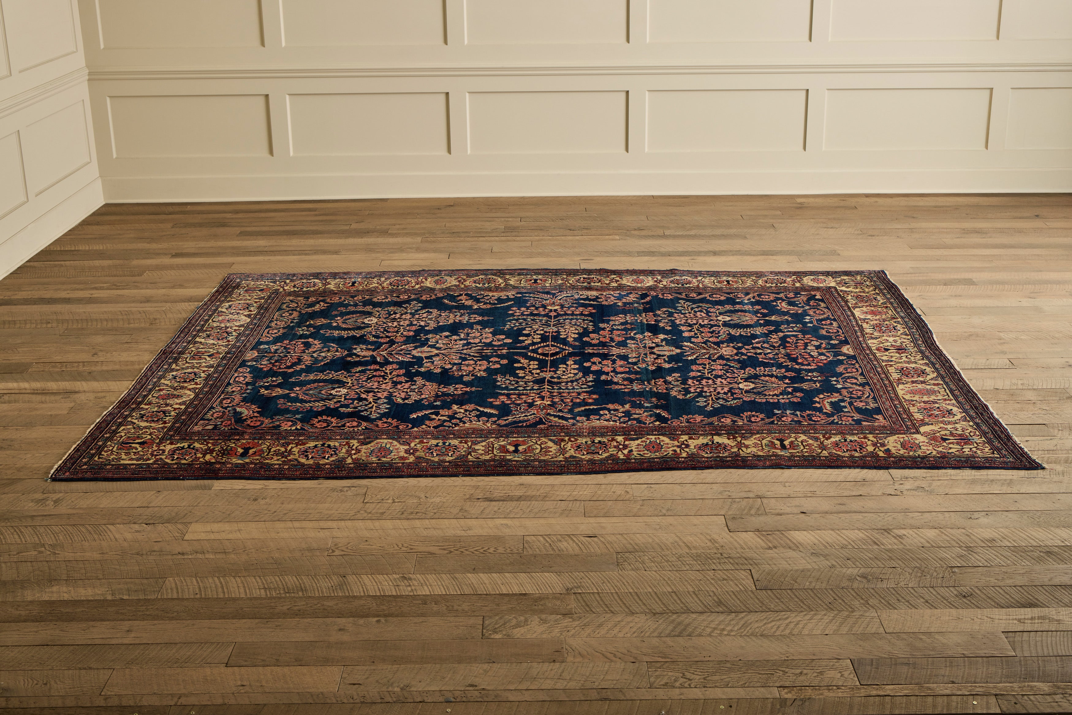Blue Persian Floral Sarouk Rug 9' X 11'8
