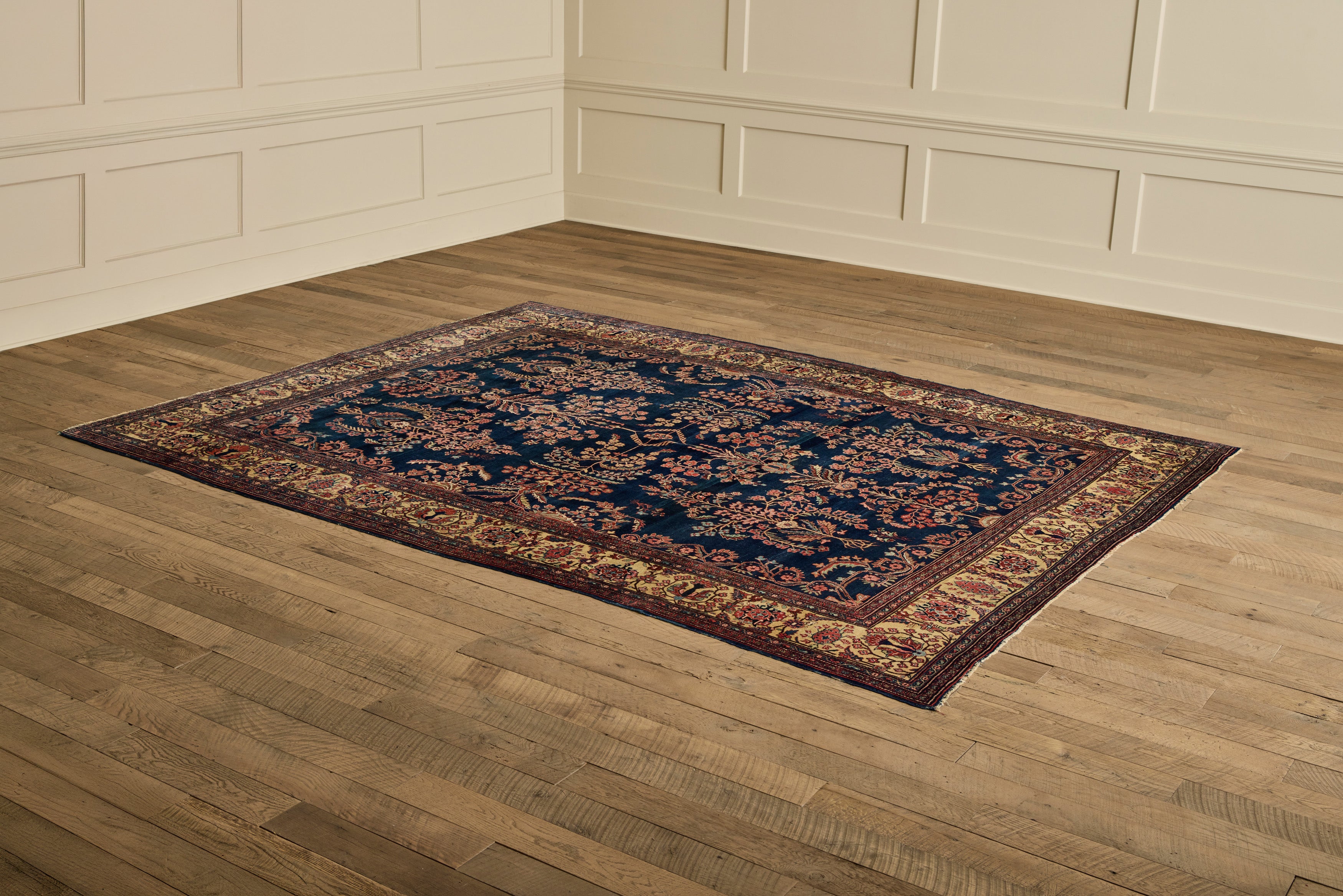 Blue Persian Floral Sarouk Rug 9' X 11'8