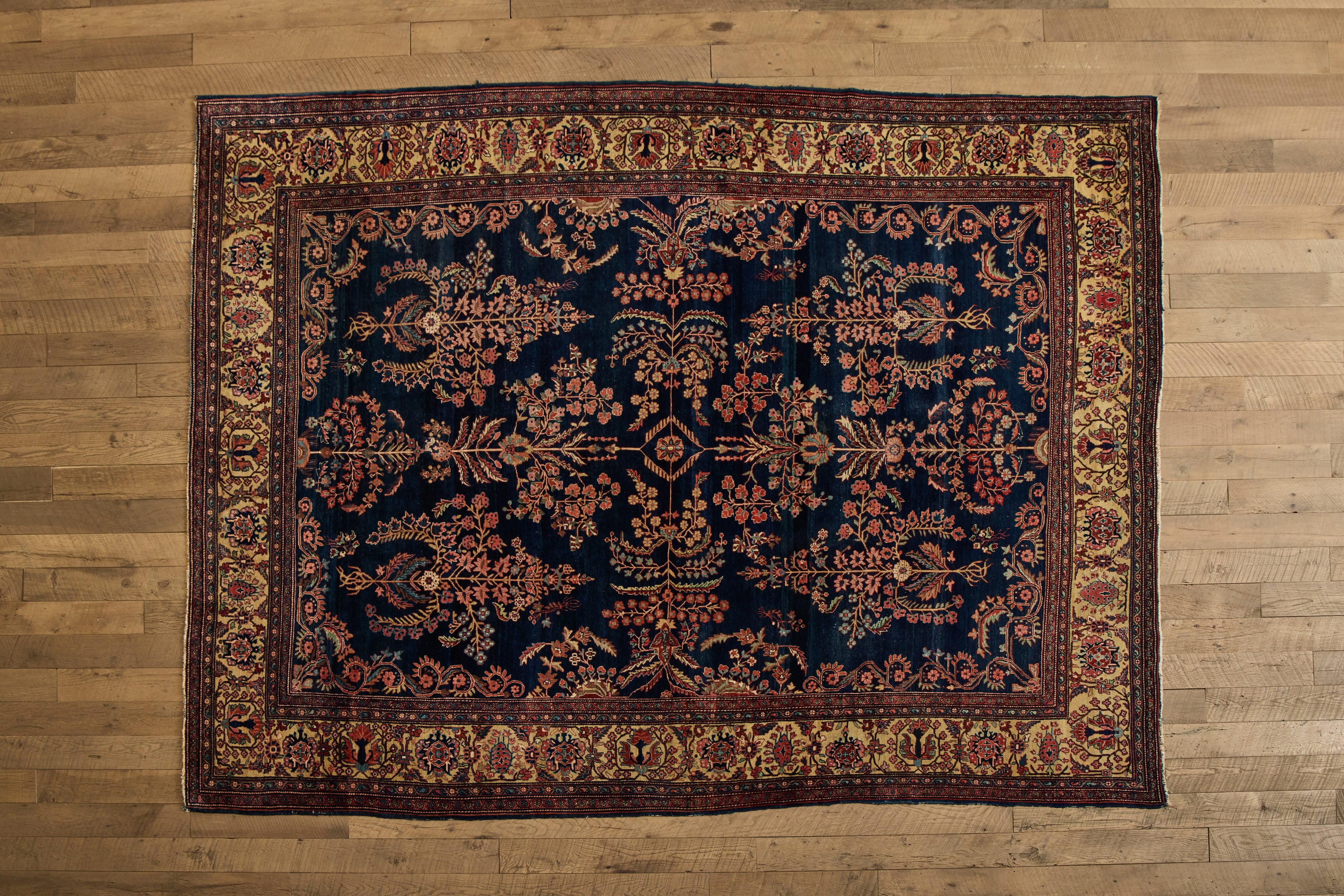 Blue Persian Floral Sarouk Rug 9' X 11'8