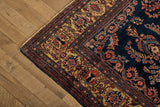 Blue Persian Floral Sarouk Rug 9' X 11'8