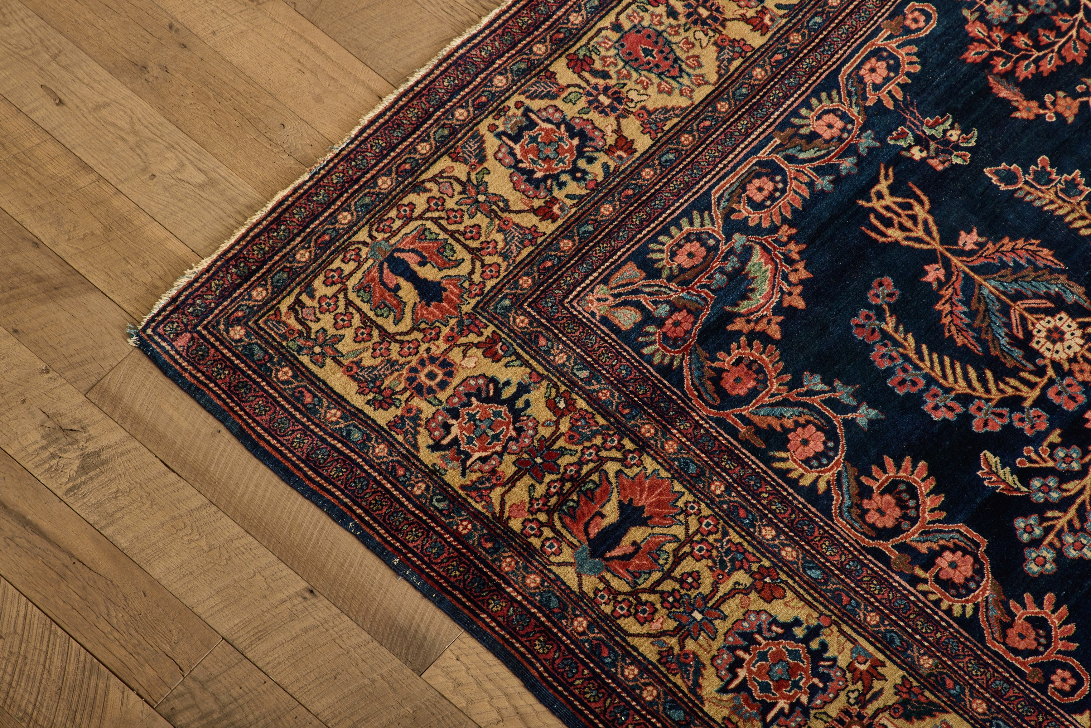 Blue Persian Floral Sarouk Rug 9' X 11'8
