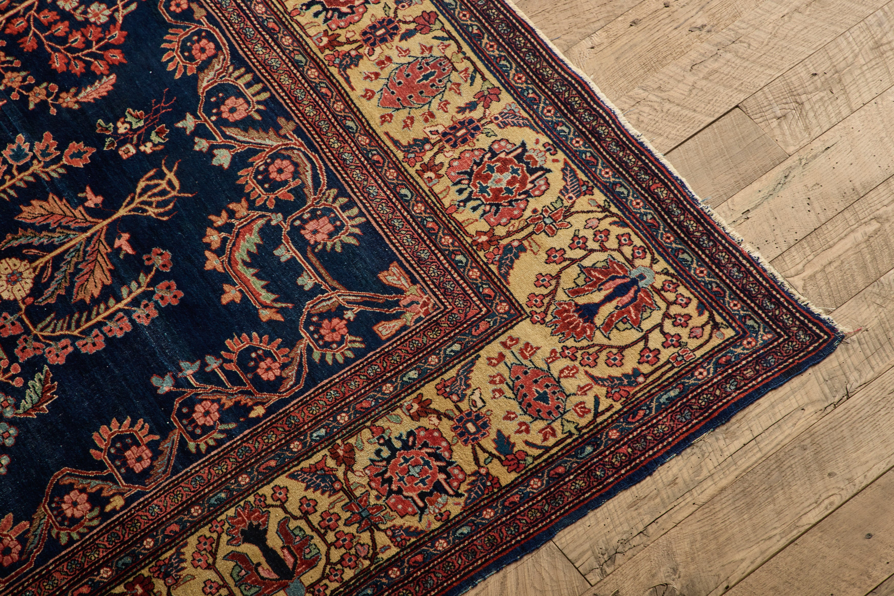 Blue Persian Floral Sarouk Rug 9' X 11'8