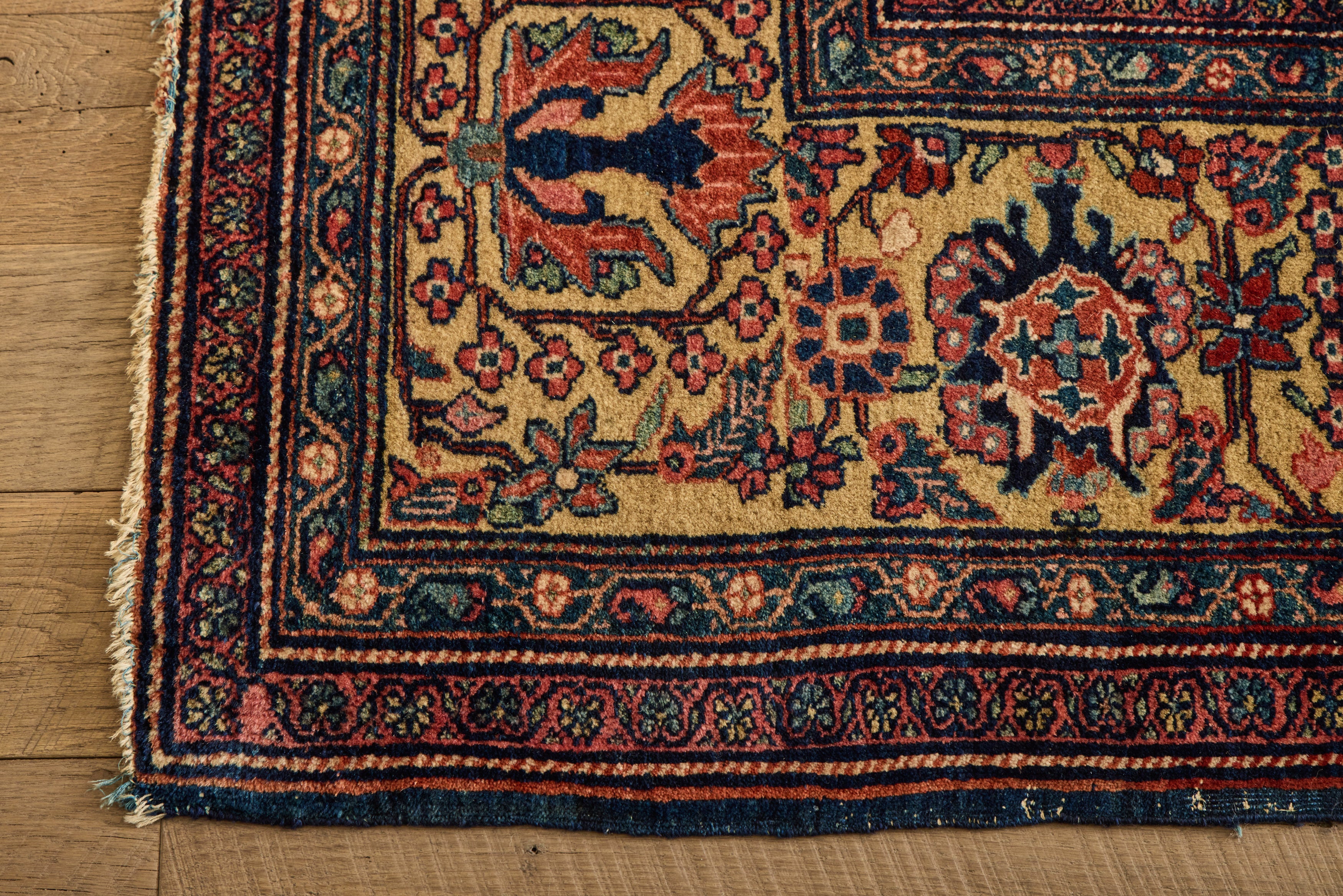 Blue Persian Floral Sarouk Rug 9' X 11'8