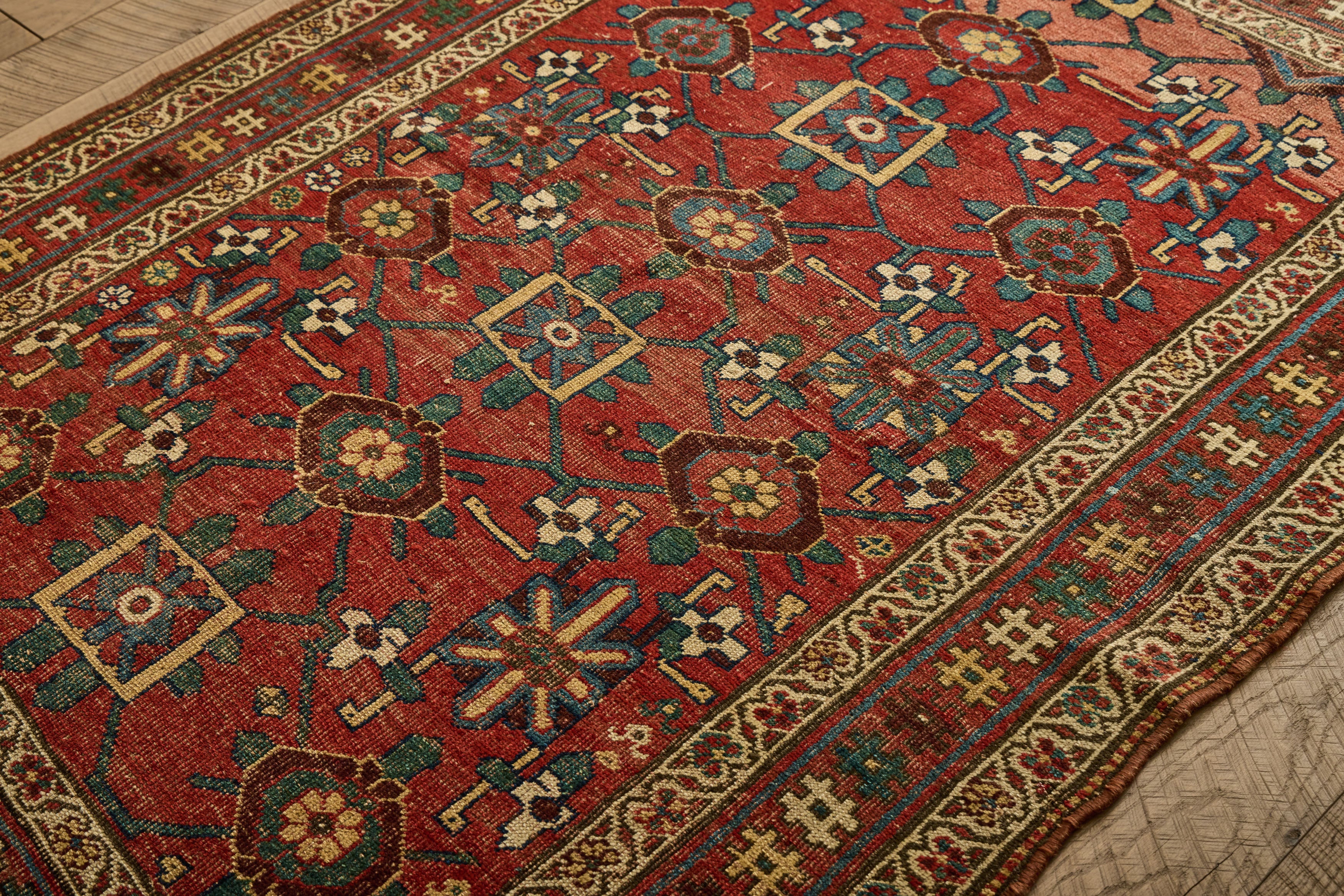 Red Floral Bidjar Rug 4'3 x 6'3
