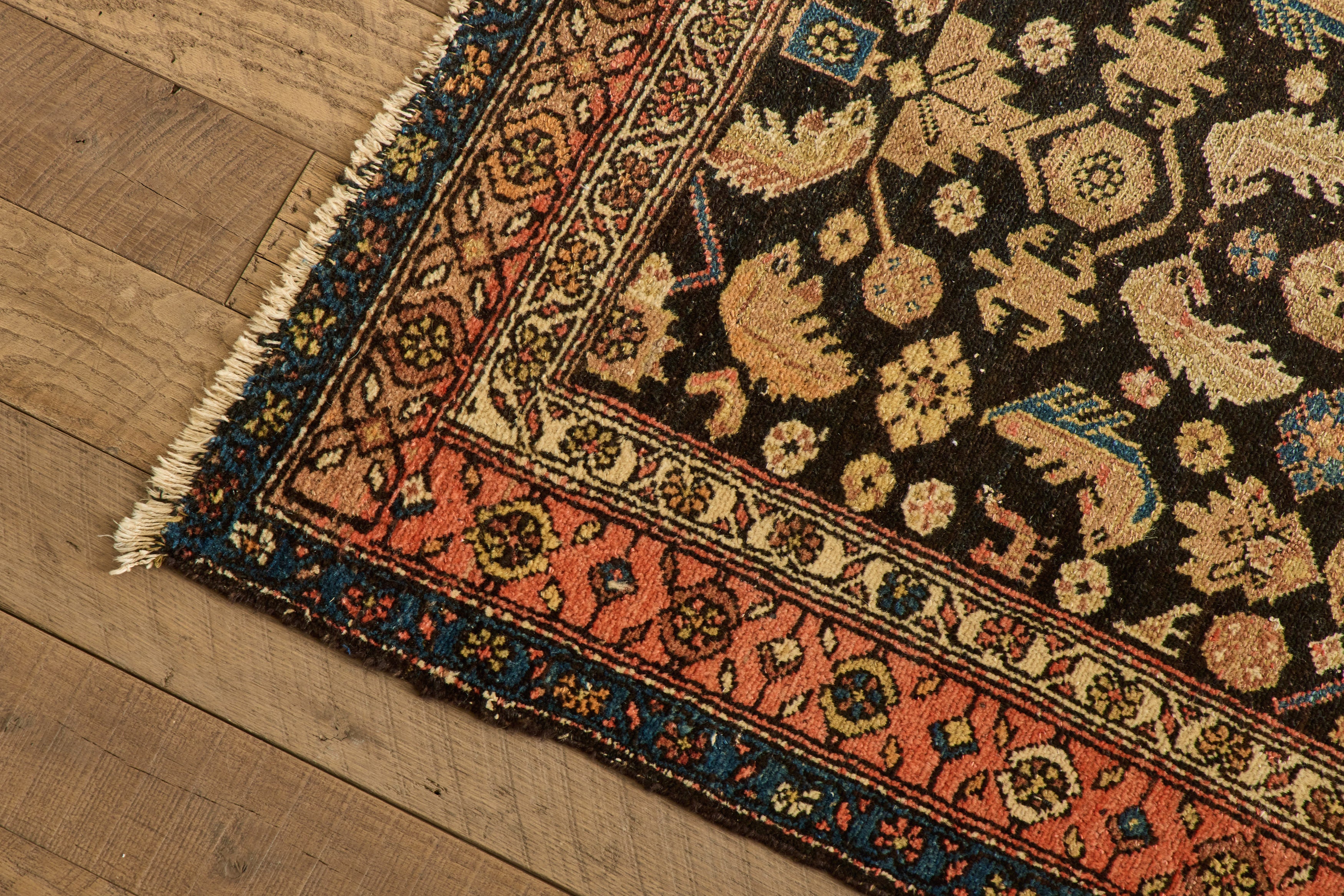Navy Persian Kurdish Rug 3'6 x 6'2