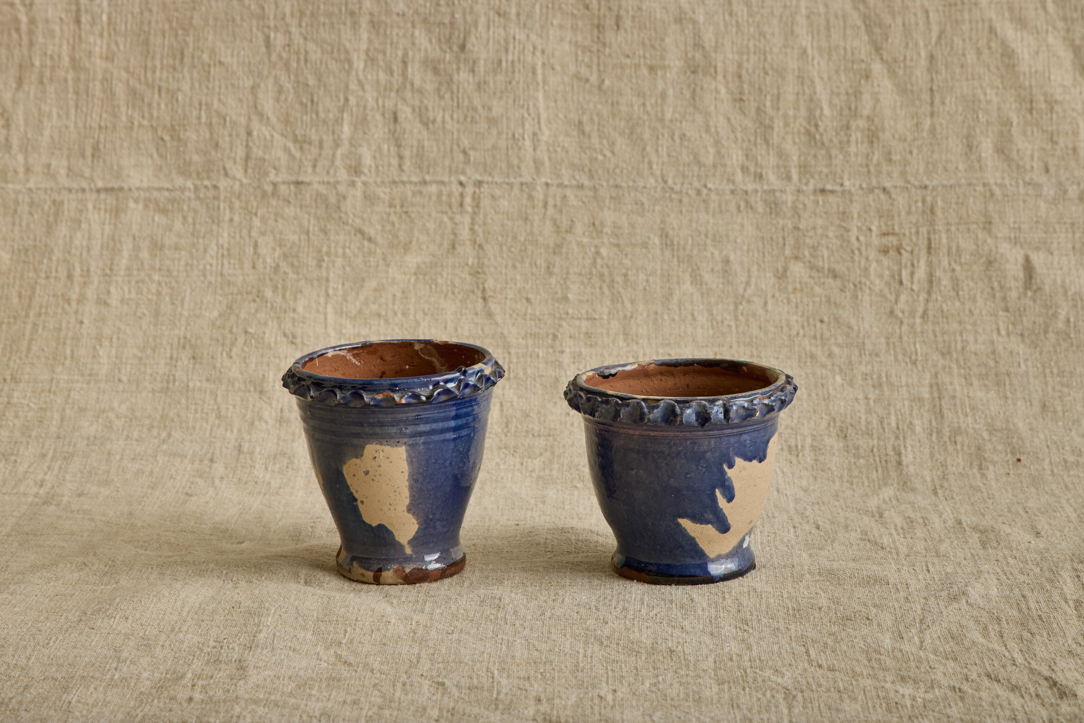 Mini Blue Scalloped Garden Pot