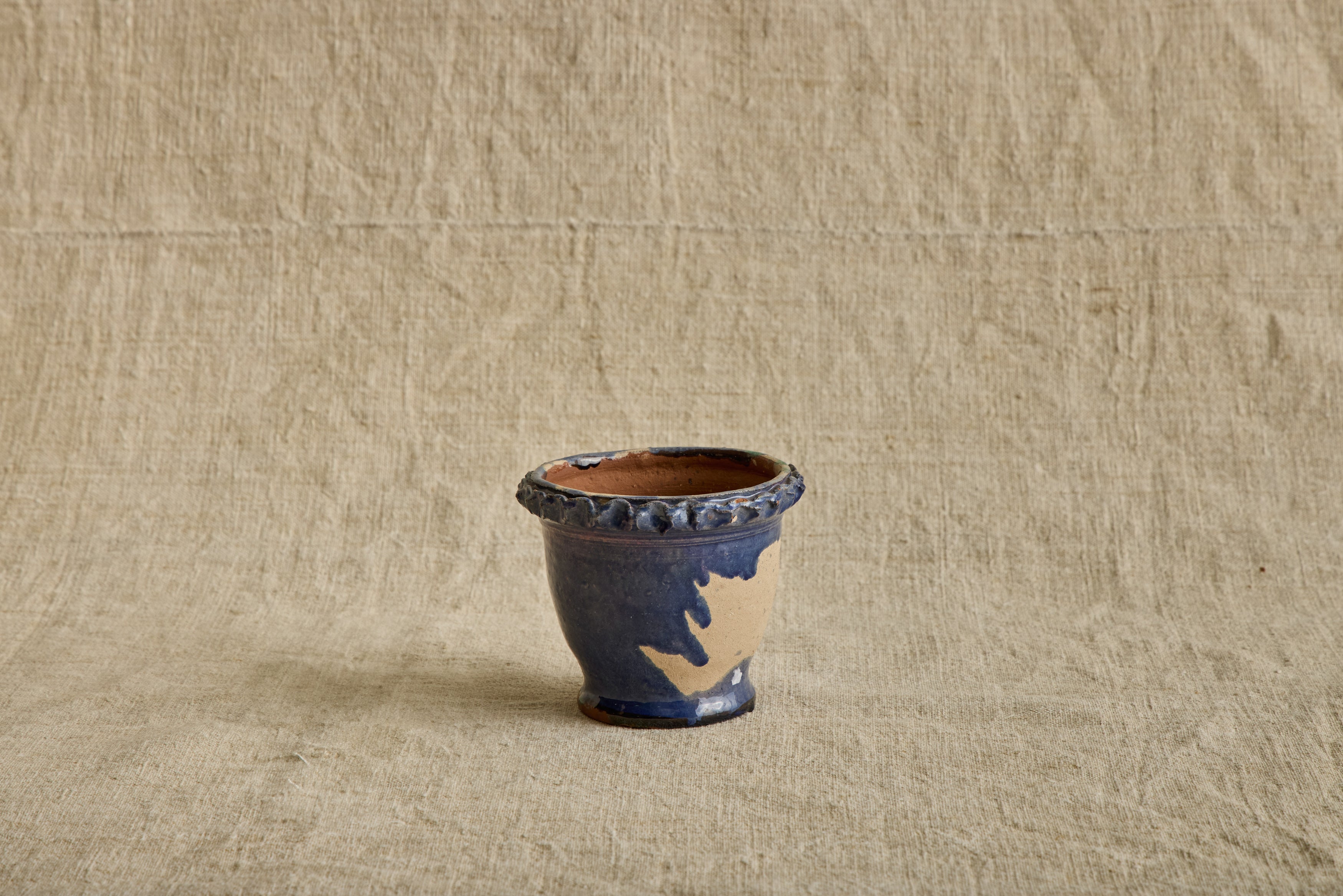 Mini Blue Scalloped Garden Pot